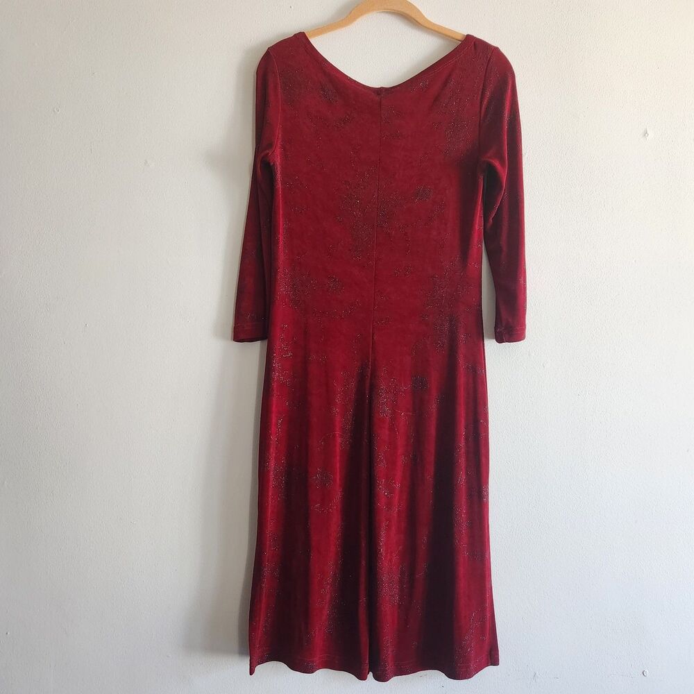 XOXO Vtg Jersey Dark Red Black Stones L Whimsigoth Dress Long Sleeve Victorian - Picture 3 of 10